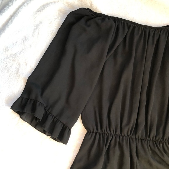 The Impeccable Pig Black Off the Shoulder Romper - Picture 4 of 11